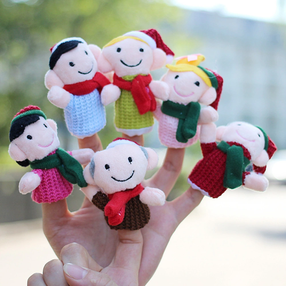 6PCS Christmas Finger Puppet Doll Set Cartoon Lovely Family Interactive Toy Finger Toy for Kids