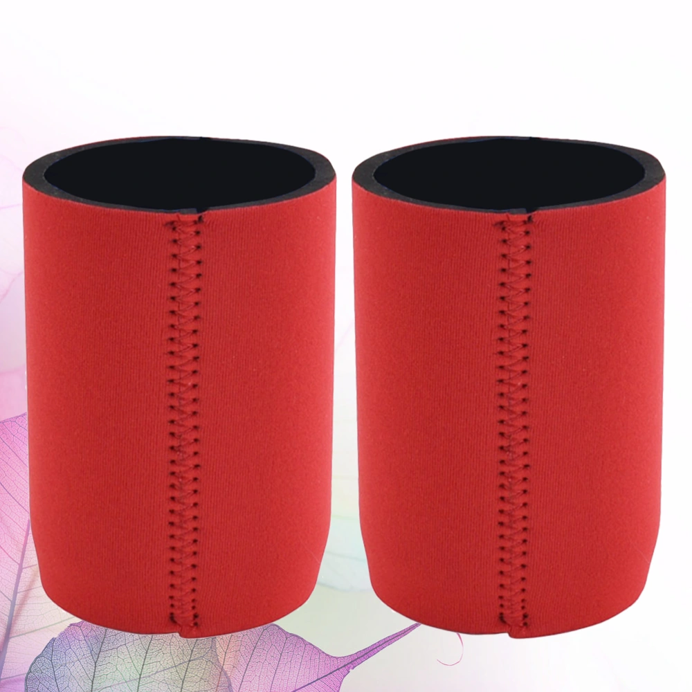 2Pcs Thickened Water Bottle Bag Thermal Insulation Cup Sleeve Pouch Practical Ring-Pull Can Cover for Home Outdoor (Red)