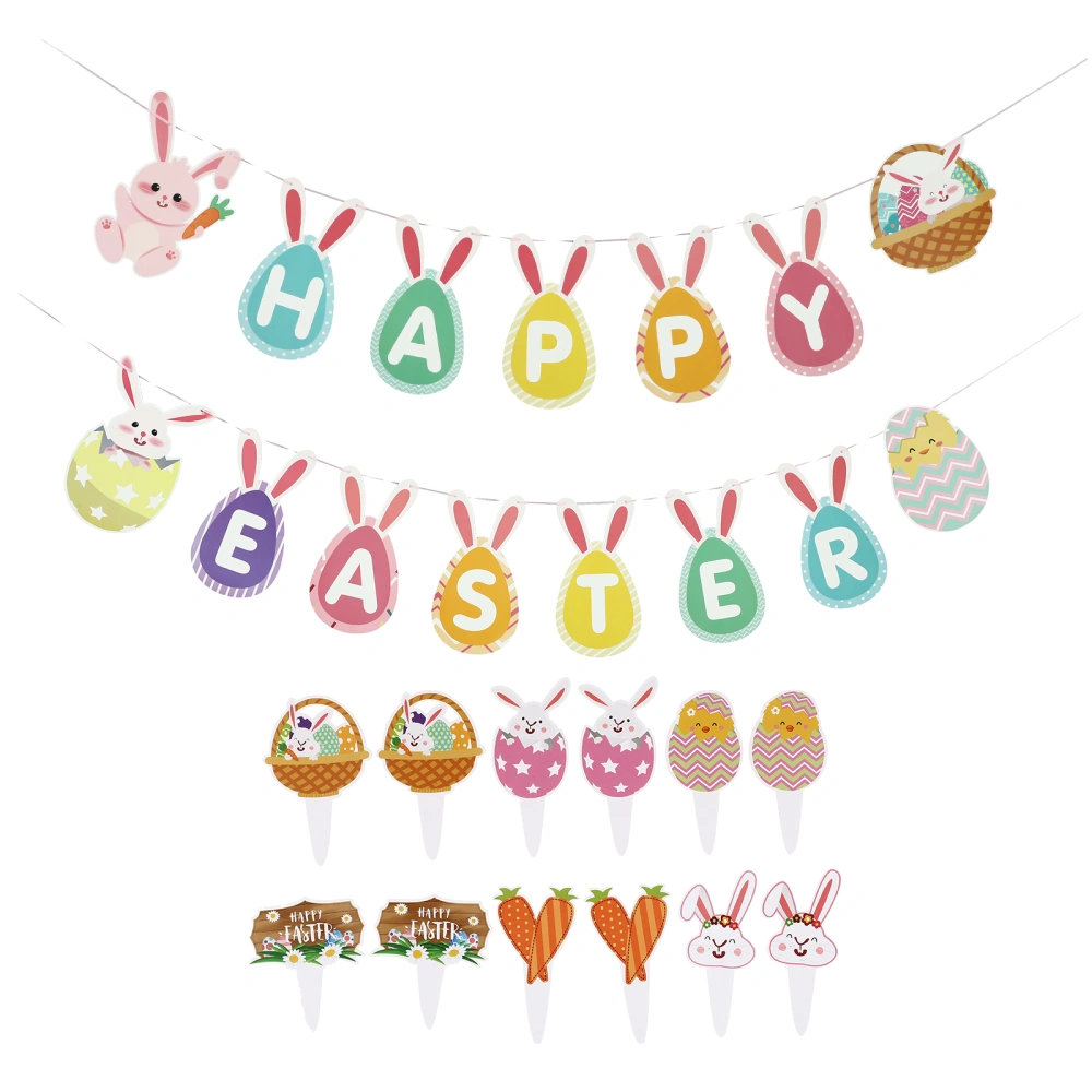 1 Set of Creative Easter Banner Party Cake Ornaments Hanging Adornments