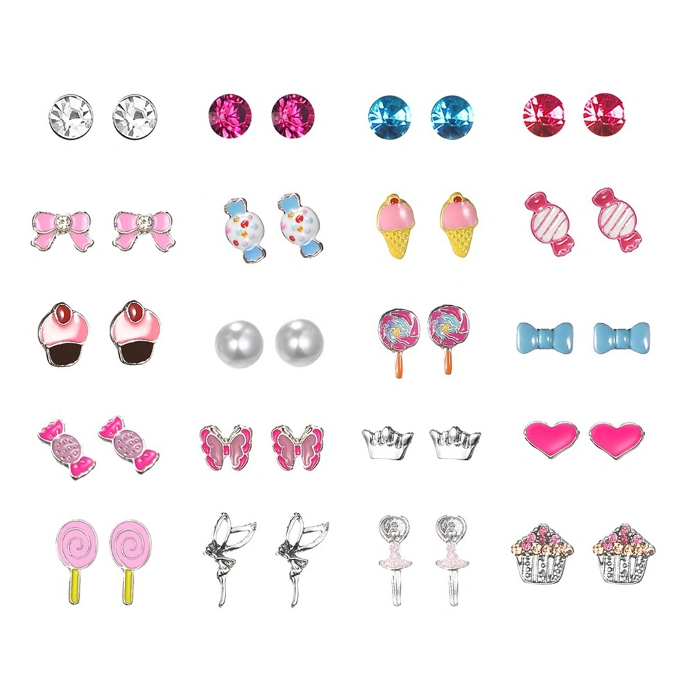 20 Pairs/lot Candy Ice Cream Fairy Stud Earrings Set for Children Women Ear Jewelry