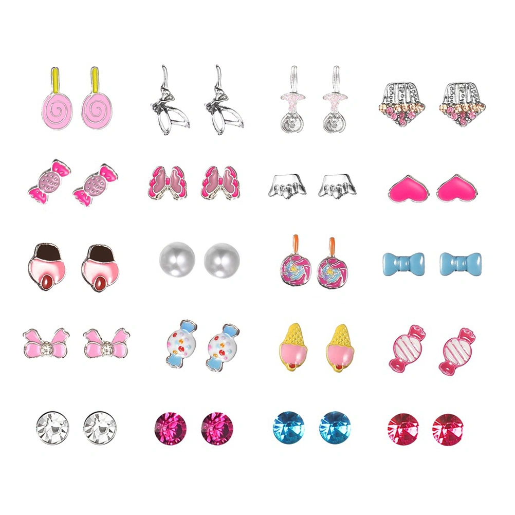 20 Pairs/lot Candy Ice Cream Fairy Stud Earrings Set for Children Women Ear Jewelry