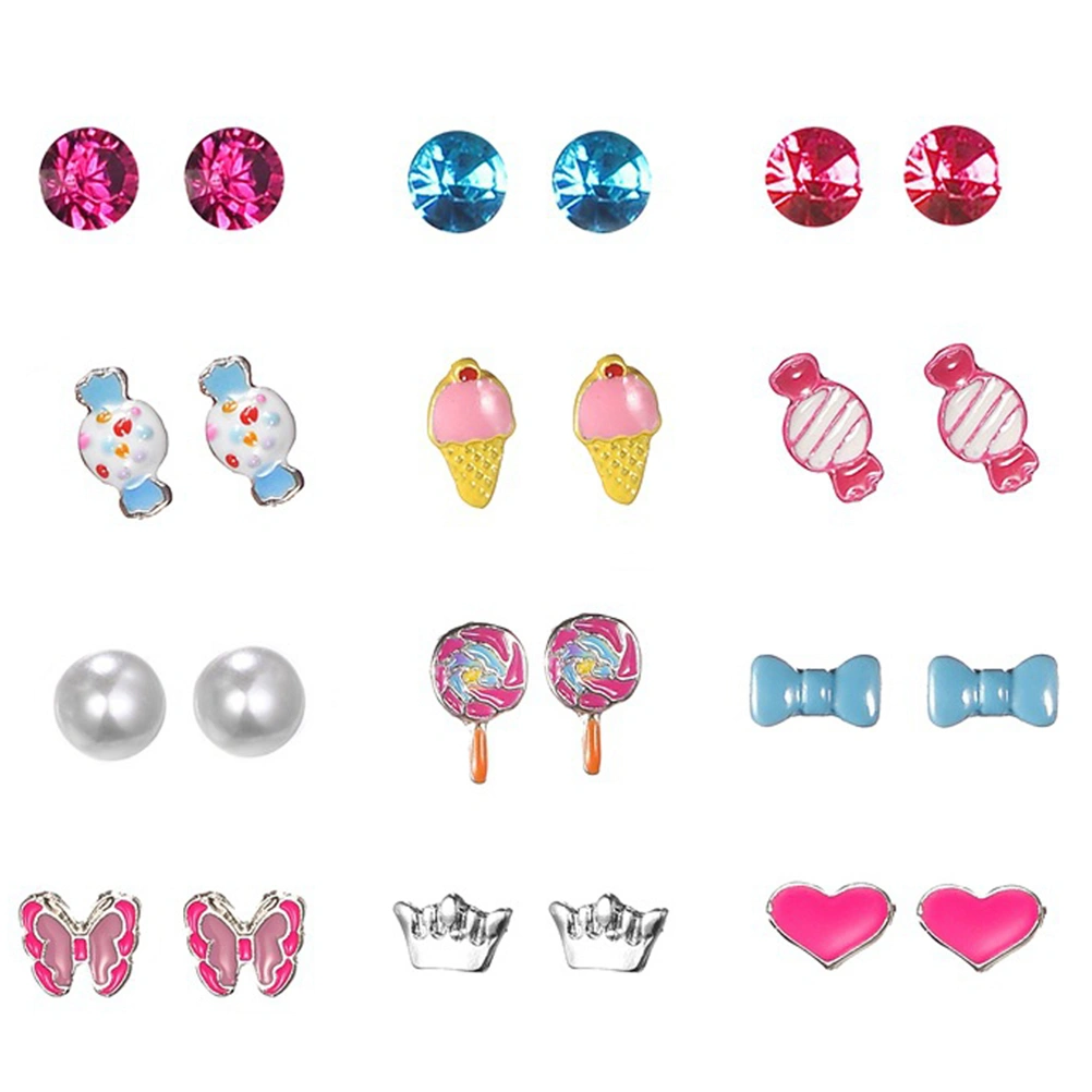 20 Pairs/lot Candy Ice Cream Fairy Stud Earrings Set for Children Women Ear Jewelry