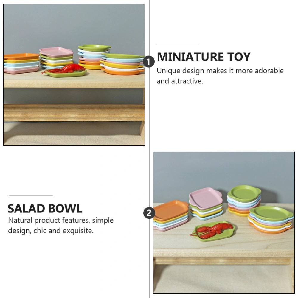 4PCS Miniature Toy Salad Bowl Breakfast Plate Model Mini House Accessories