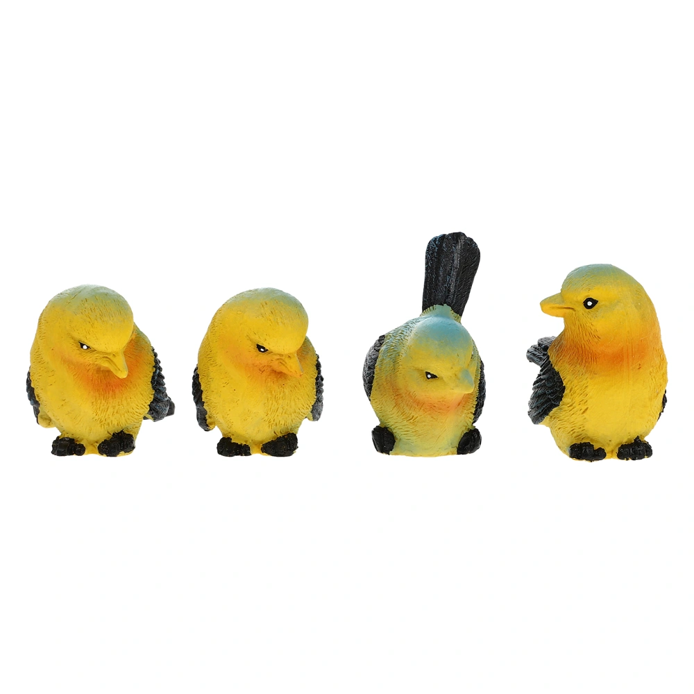 4pcs Resin Craft Bird Figurines Small Resin Birds Desktop Decors Garden Decors