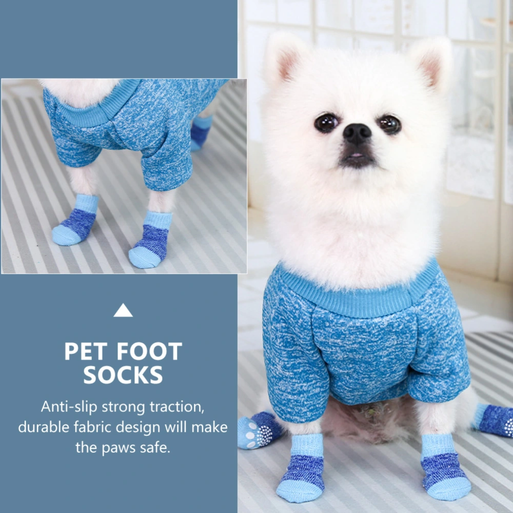 8 Pcs Anti-skid Dog Socks Cat Dog Paw Protection Socks Polyester Pets Socks