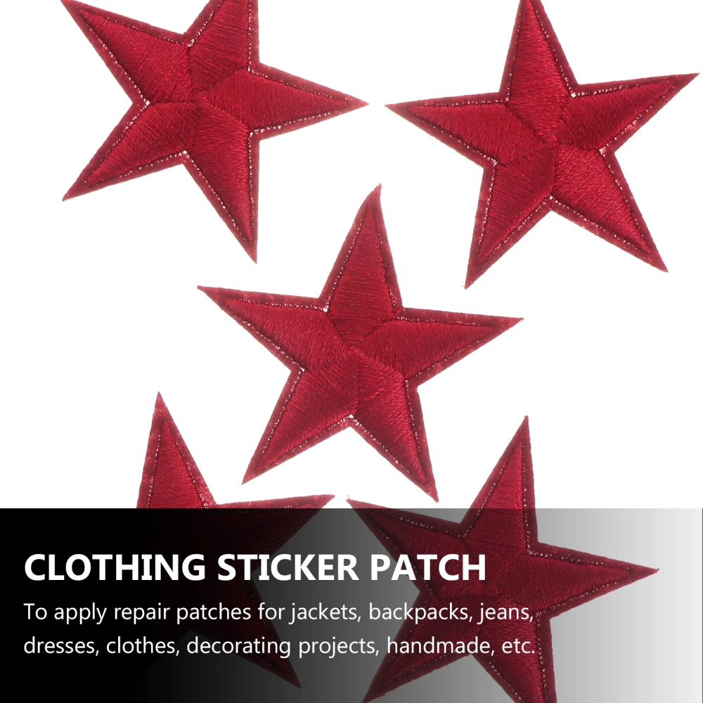 10pcs Small Five-pointed Star Embroidery Cloth Patch Decorative Patch Clothes Badge for T-shirt Jeans Skirt (Red)