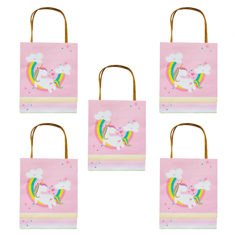 5pcs Gift Bags Practical Wrapping Bags Unicorn Printed Paper Bags (Random Style)