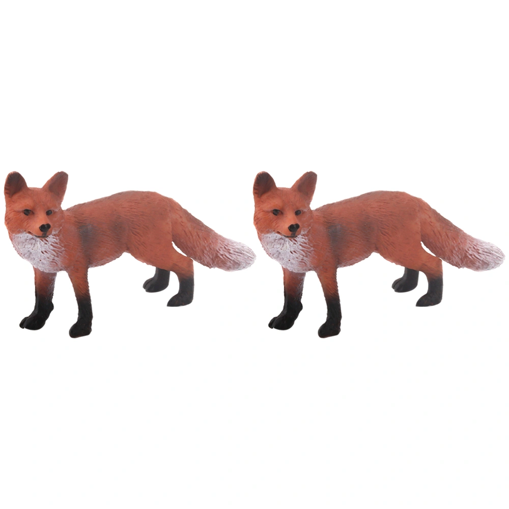 2pcs Static Lifelike Statue Wildlife Model Handicraft Red Figurine Desktop Adornment