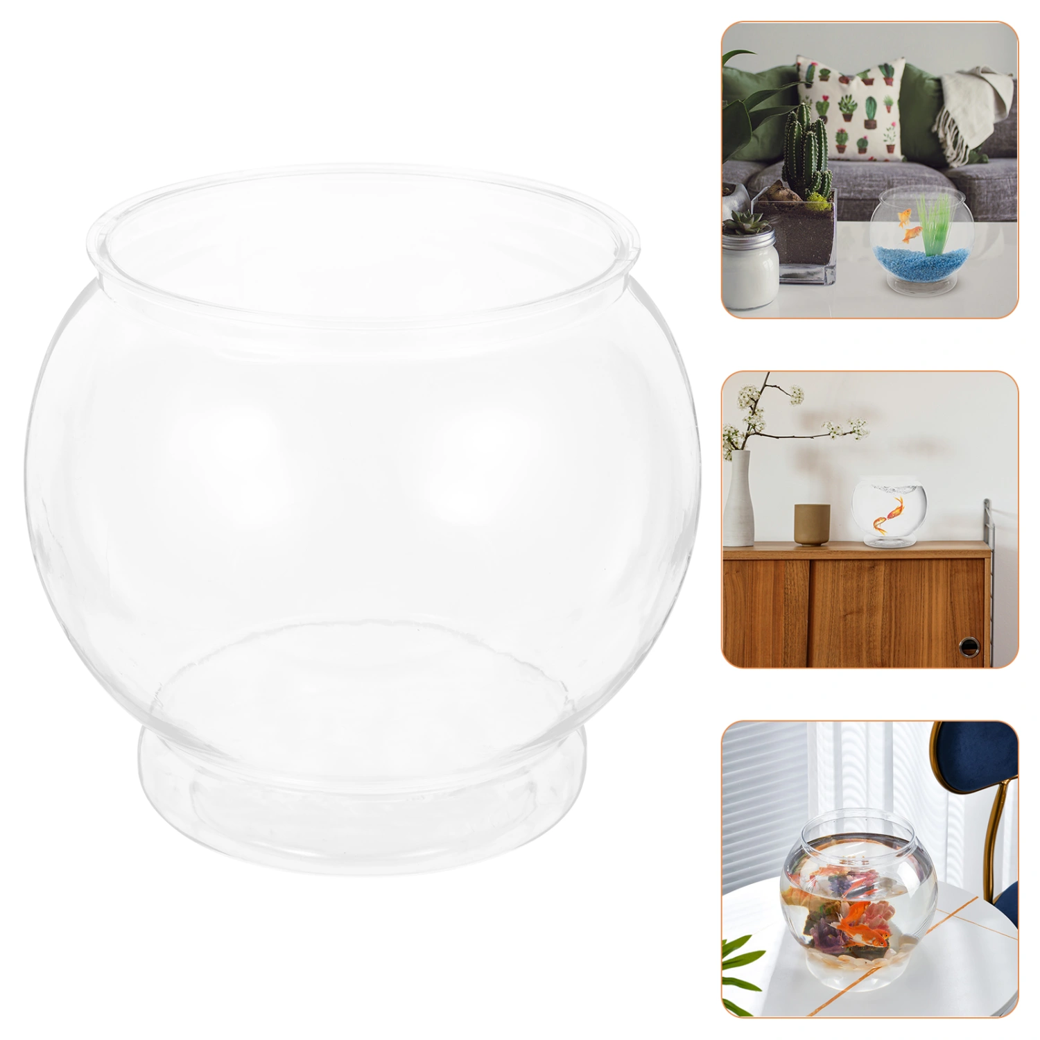 Plastic Fish Bowl Small Fish Tank Desktop Fish Tank Clear Round Fish Bowl Golden Fish Tank