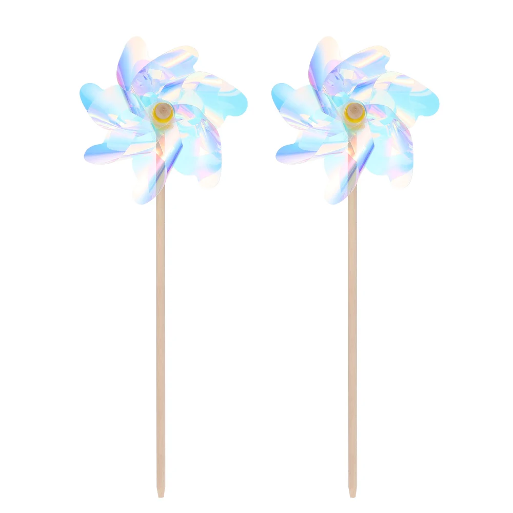 2Pcs Wooden Pinwheels Preschool Pinwheel Decor Children Pinwheels Toy Decorative Windmill