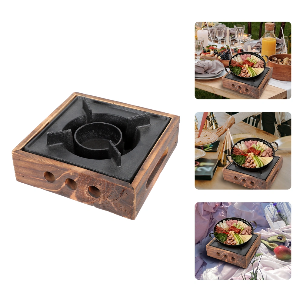 1pc Japanese Hot Pot Stove Barbecue Tea Hot Pot Stove Alcohol Stove with Wooden Base