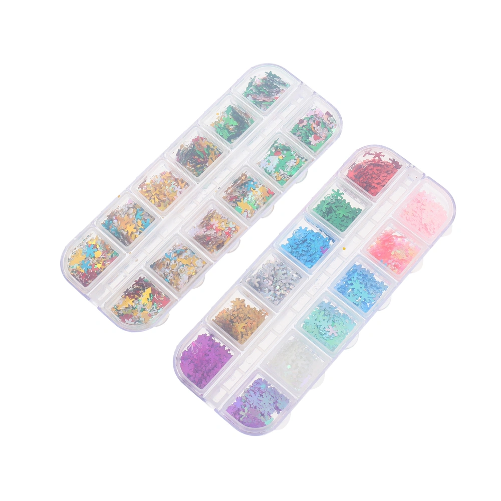 2 Boxes Manicure Decorative Sequins Snowflake Slices Ornaments Nail Art Stickers