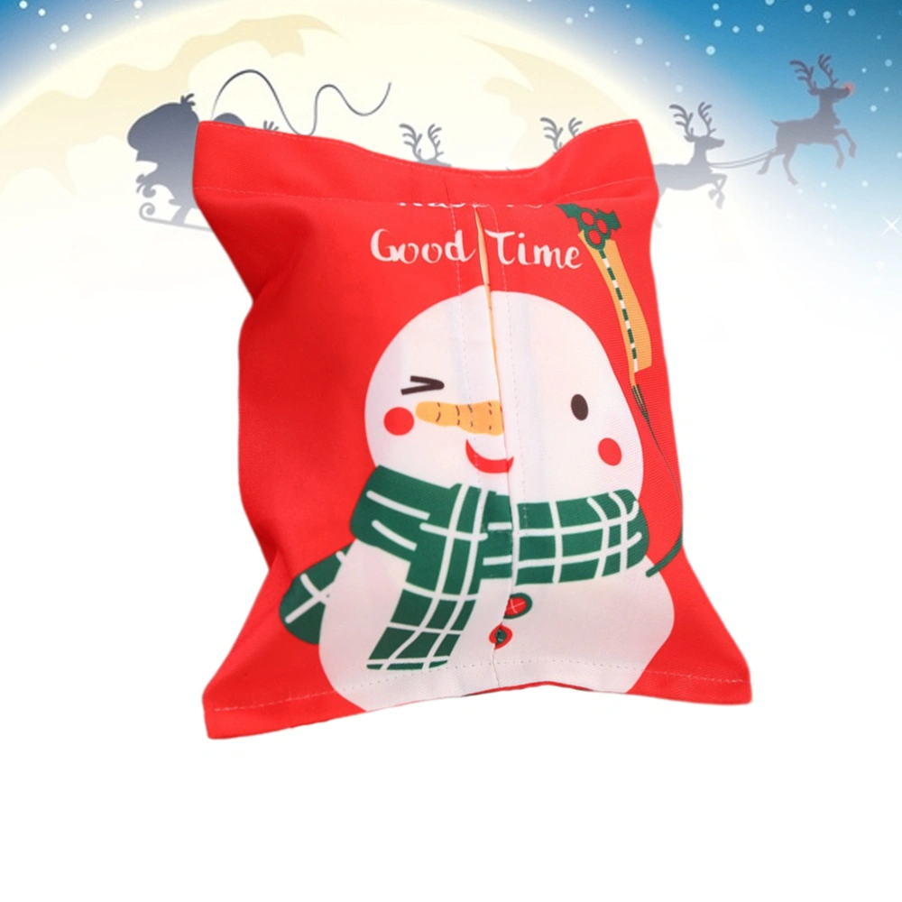 2pcs Christmas Tissue Box Cover Cloth Tissue Paper Box Holder Xmas Desktop Decoration Ornaments (Snowman Pattern)