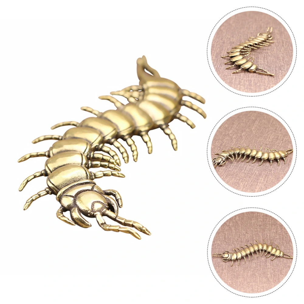 1PC Delicate Centipede Ornament Antique Bronze Ware Creative Tea Pet (Golden)