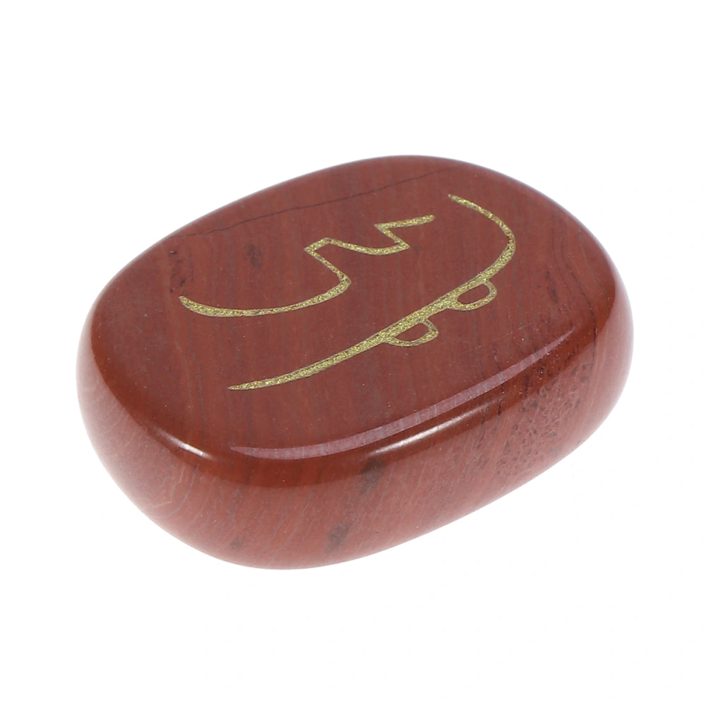 Engraved Red Jasper Reiki Chakra Gemestone Palm Stones Healing Crystals Pattern 2 (Dark Red)