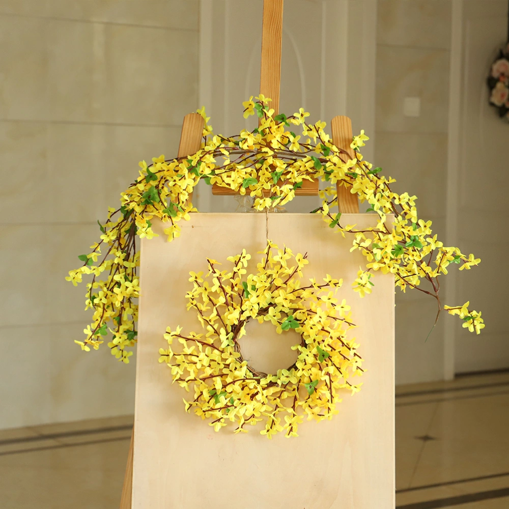 Home Flowers Garland Simulation Jasiminum Nudiflorum Wreath Hanging Spring Decoration for Wall Door