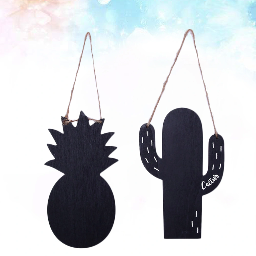 Wooden Pendant Decoration DIY Crafts Hanging Tags Pendant Ornament for Xmas Wedding Party Pineapple or Cactus Random Style