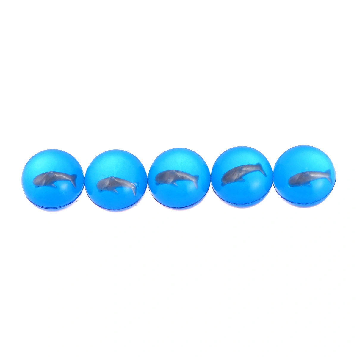 5Pcs Dolphin Designed Space Hopper Rubber Bouncy Ball Kids Funny Toy Transparent Educational Ball Blue