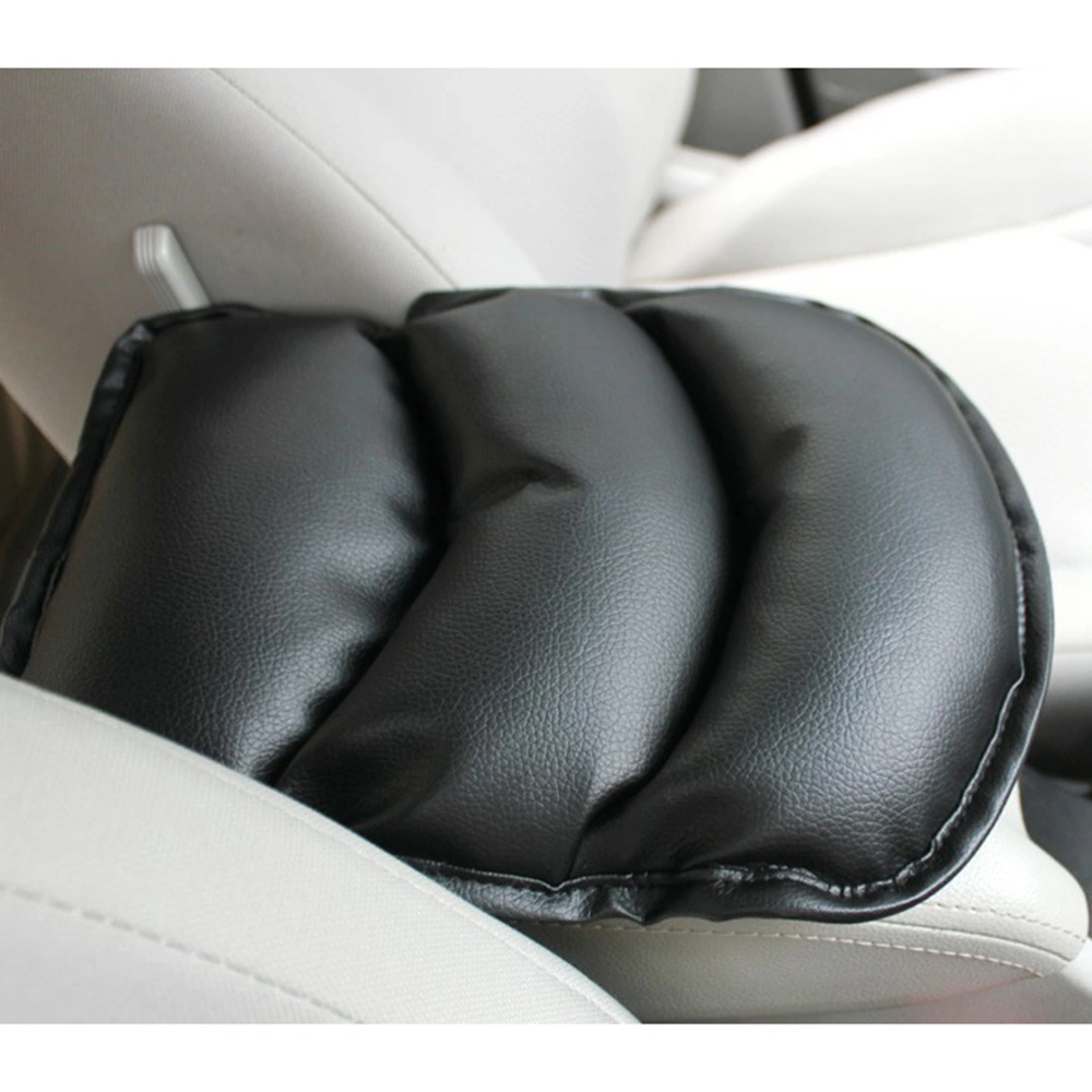 Universal PU Leather Car Center Console Cushion Auto Armrest Pad Rest Pillow Mat (Black)