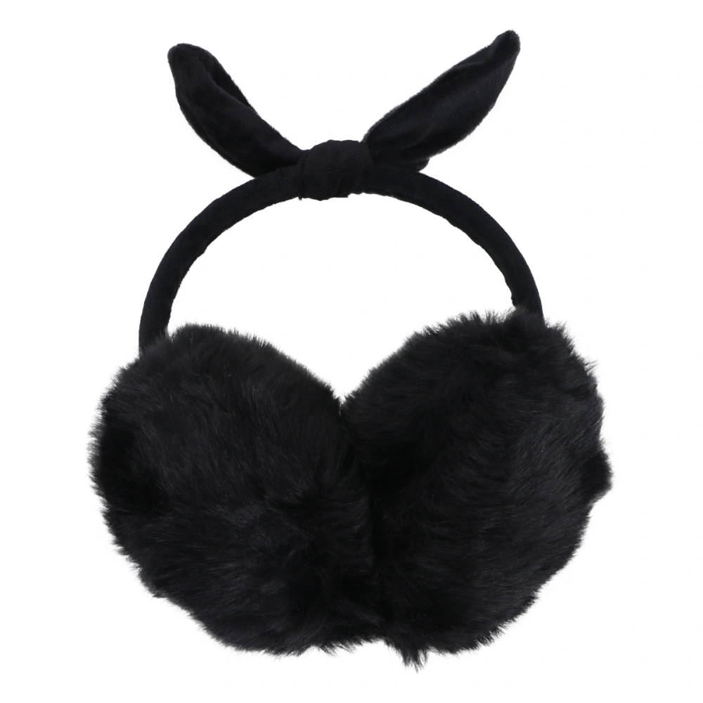 Bowknot Design Earmuffs Rabbit Ear Warmer Winter Ear Covers Headwear for Girls Women (Black)