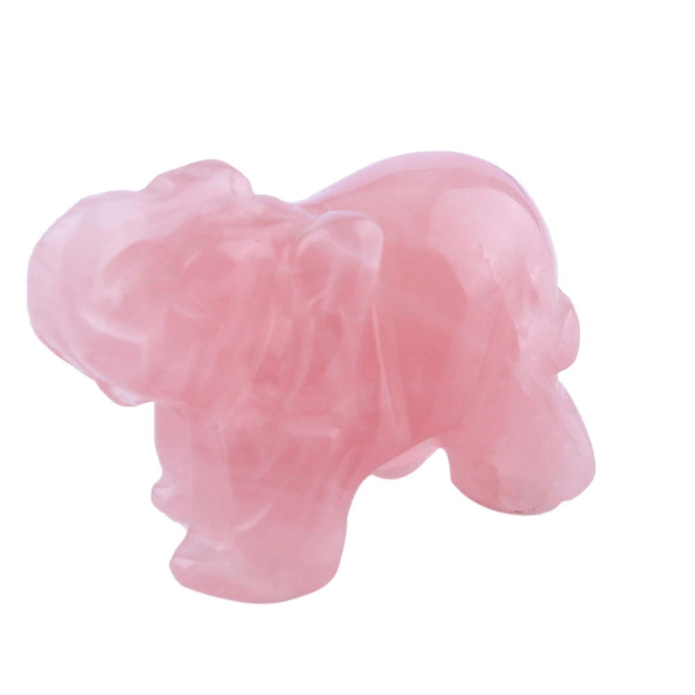 1.5 Inches Crystal Crafts Jade Carving Desktop Decoration Elephant Shaped Home Ornament Pink