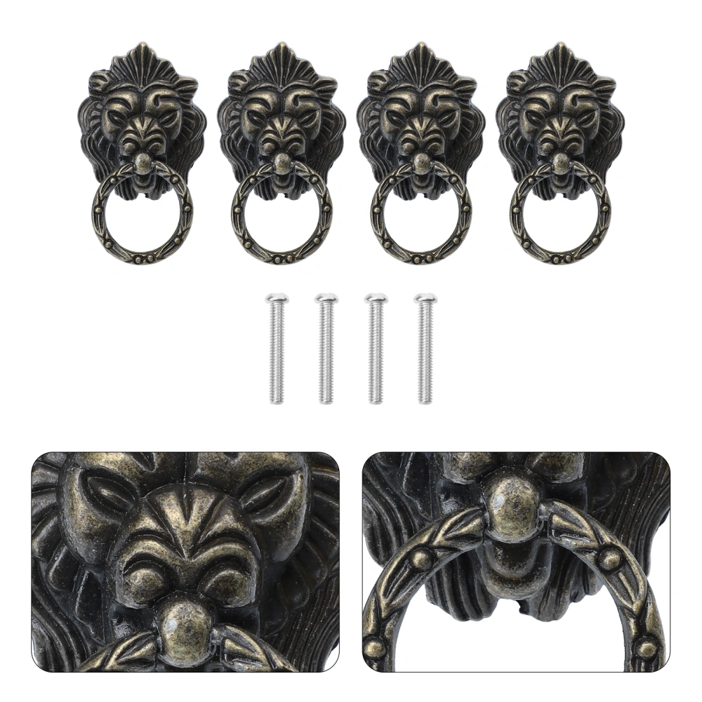 4pcs Traditional Chinese Handle Pulls Antique Drawer Knob Wardrobe Pull Handle