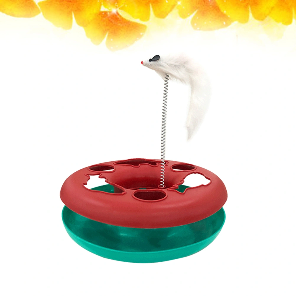 1Pc Pet Cat Turntable Toy Funny Bell Spring Rat Tricking Cat Dish Pet Interactive Toy