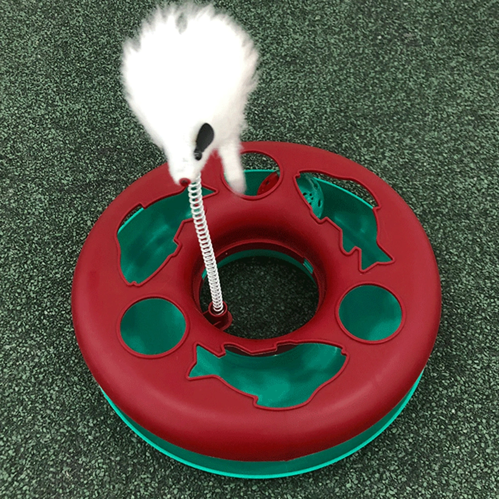 1Pc Pet Cat Turntable Toy Funny Bell Spring Rat Tricking Cat Dish Pet Interactive Toy
