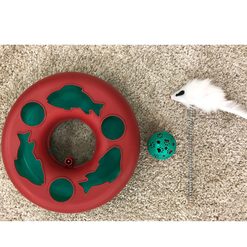 1Pc Pet Cat Turntable Toy Funny Bell Spring Rat Tricking Cat Dish Pet Interactive Toy