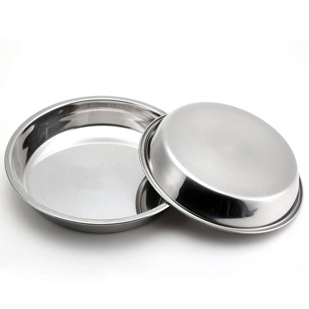 Stainless Steel Non-magnetic Flat Round Plate Portable Dish Plate Fruit Plate Cake Baking Pan (30CM, Silver)