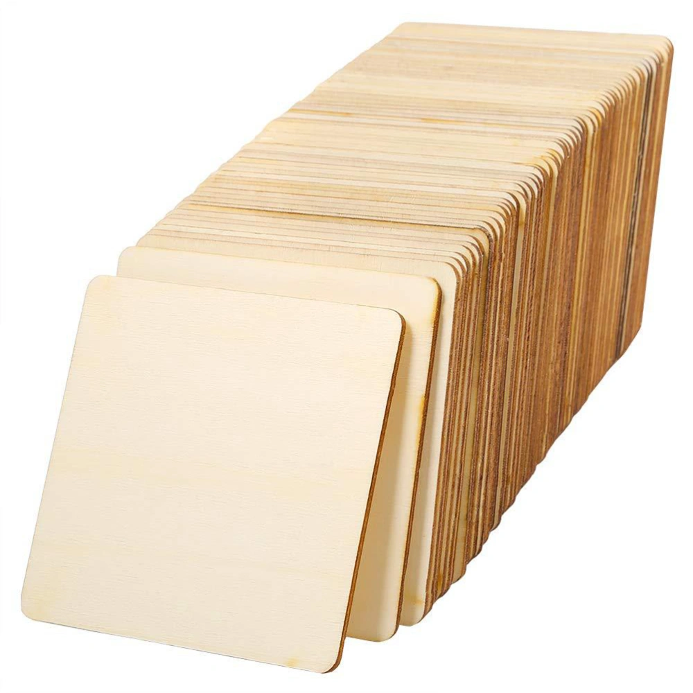 10pcs DIY Square Wooden Pieces Hand-Made Accessories Square Wood Chip Wood Pieces Creative Coasters