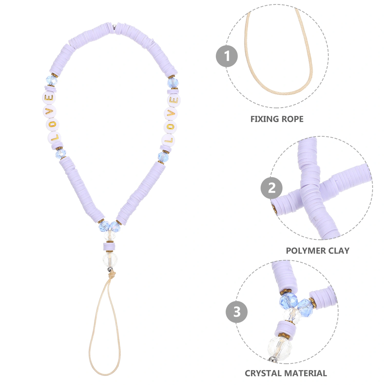  Decorative Polymer Clay and Crystal Cellphone Chain Phone Lanyard Camera Hanging Rope