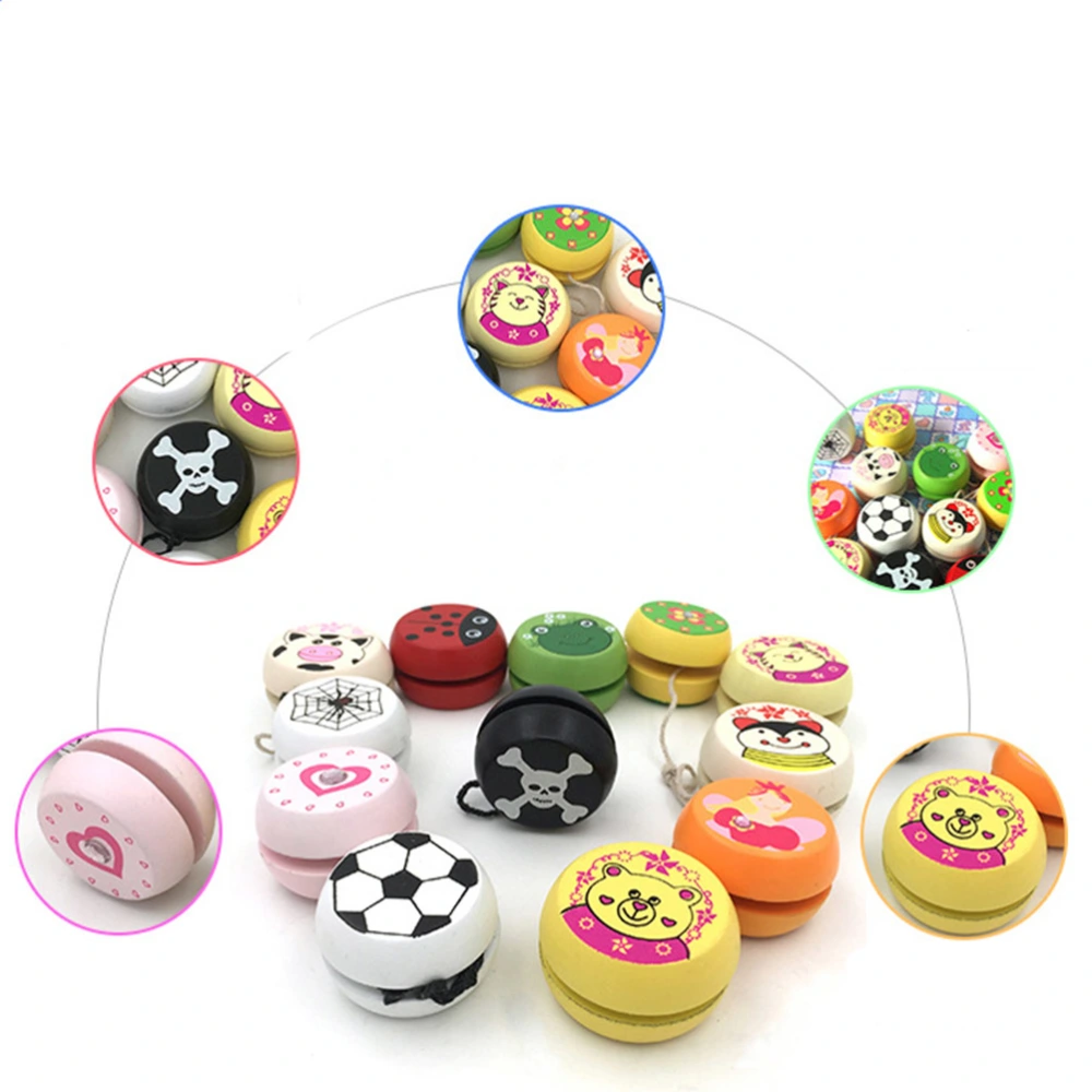 3pcs Wooden Yoyo Toys Kid Educational Playthings Creative Wood Kid Yoyo Toys Thread Control Toys (Dark Yellow Bear)