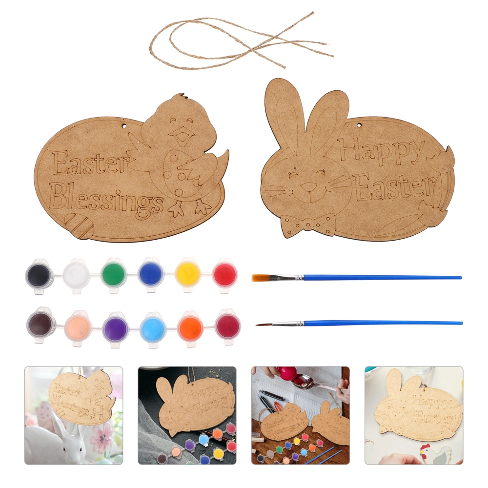 1 Set Lovely Easter DIY Coloring Pendants Festival Pendants Easter Rabbit Decors