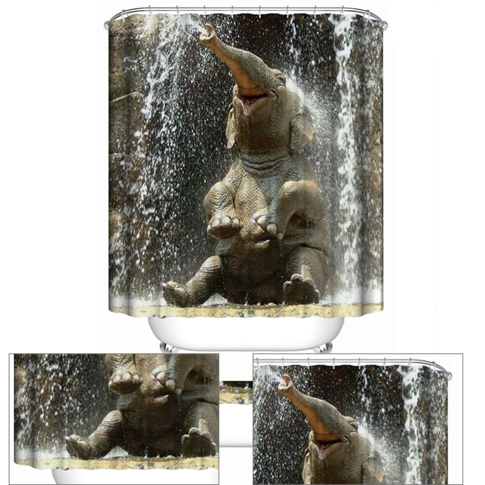 3D Digital Printing Waterproof Bathroom Shower Curtain Polyester Fabric Bathroom Curtain 150x180cm (Elephant)