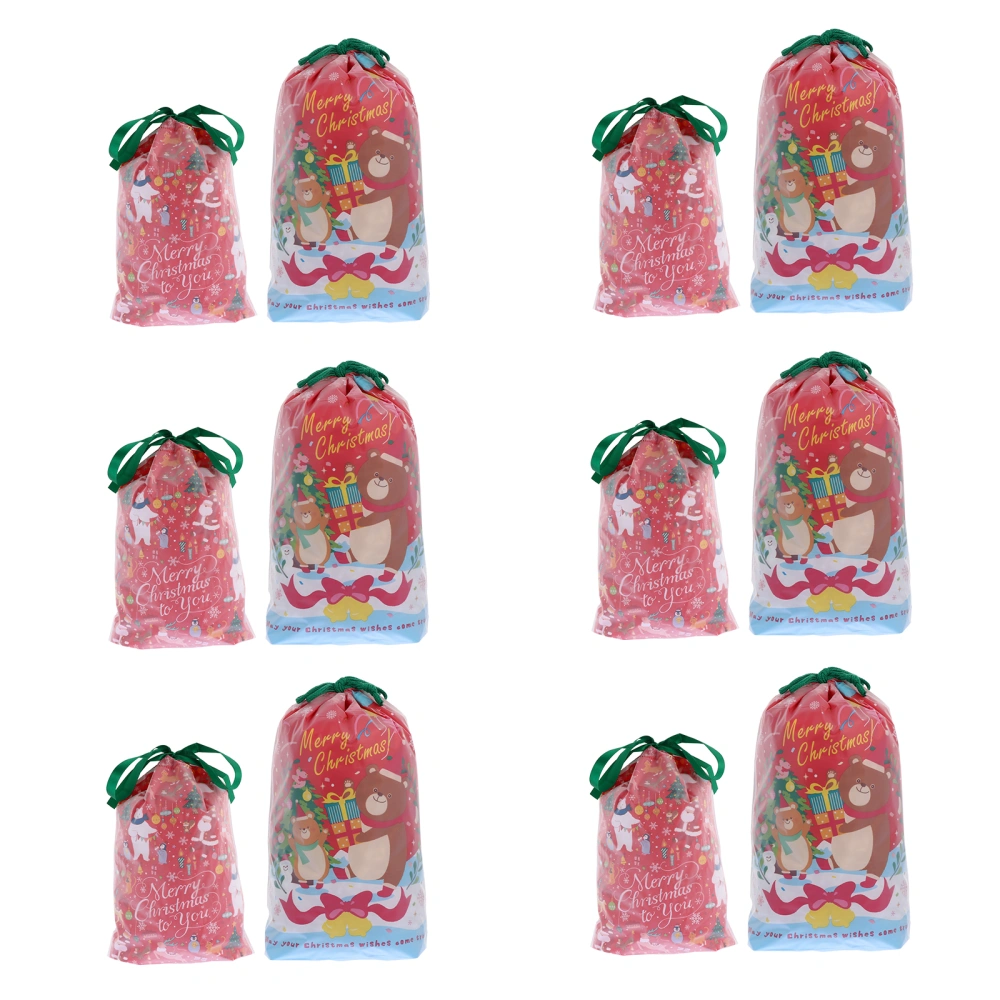 12Pcs Christmas Candy Wrapping Bags Drawstring Bags Biscuit Pouch Party Prop