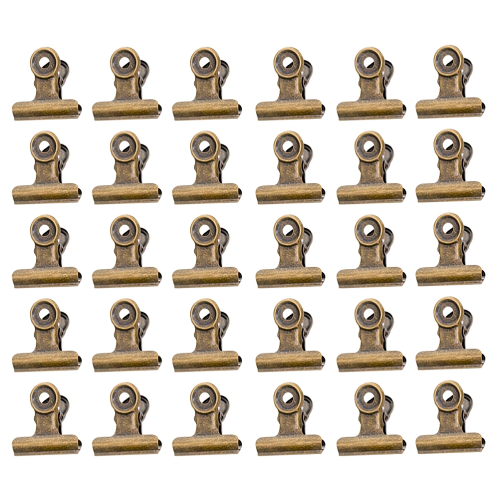 40pcs Metal Round Tail Clip Binder Clip Stationery Clamp Metal Paper Holder for School Office Home (Bronze）