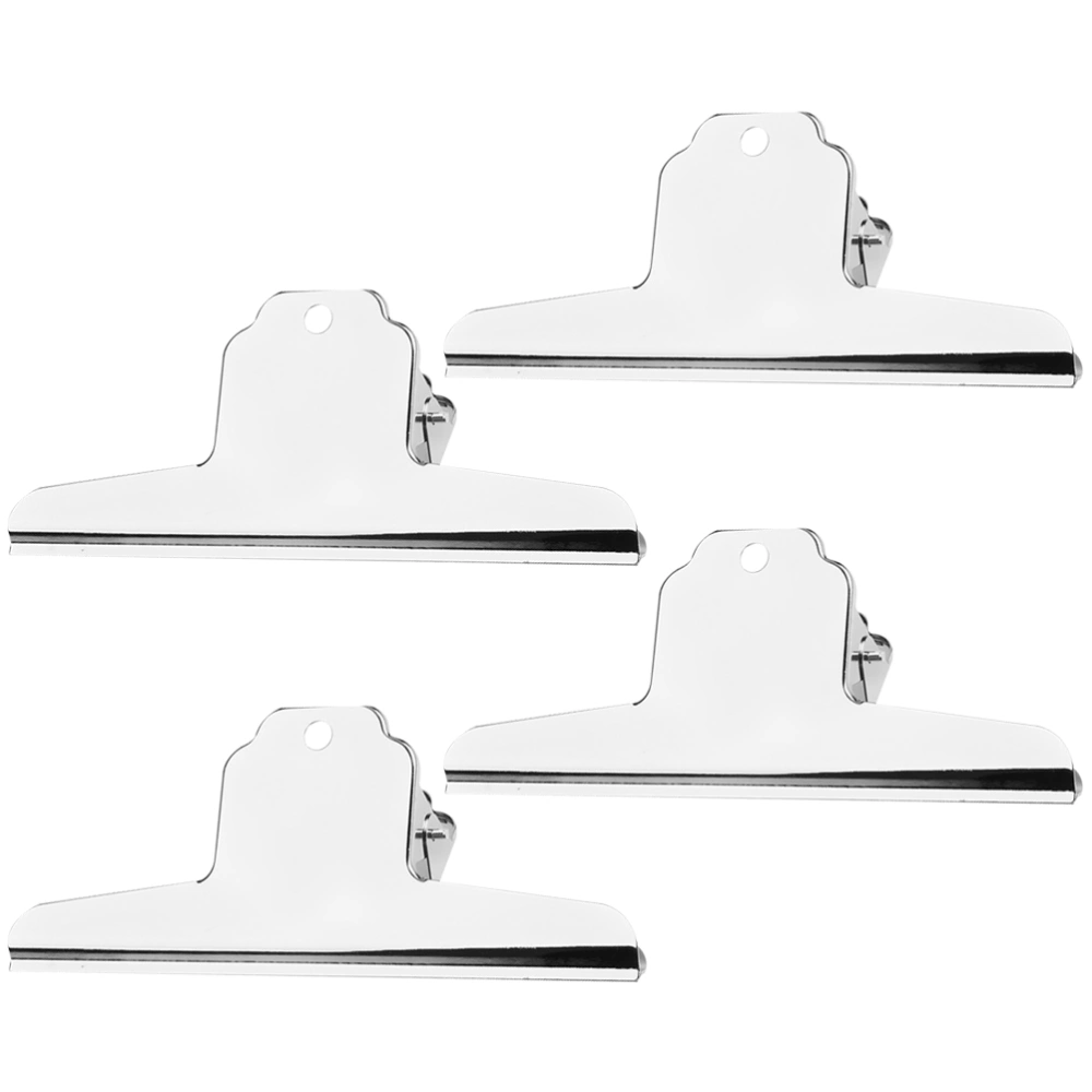 4pcs in 1 Set Stainless Steel Pratical Mountain-shaped Clips for Newspapers Periodicals Folder(Silver)