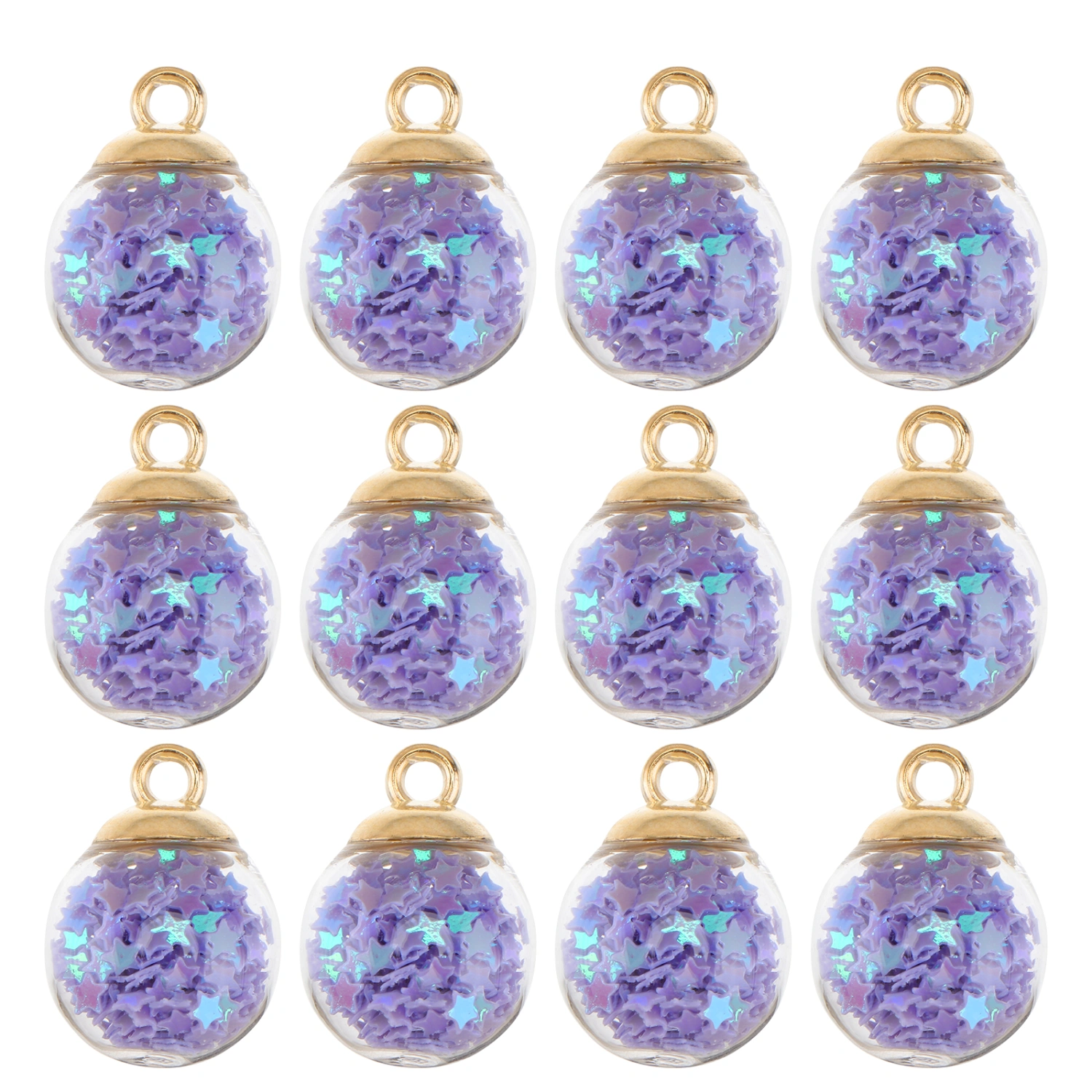 30PCS Sequined Glass Ball DIY Earbob Accessories Handmade DIY Decor (Purple)