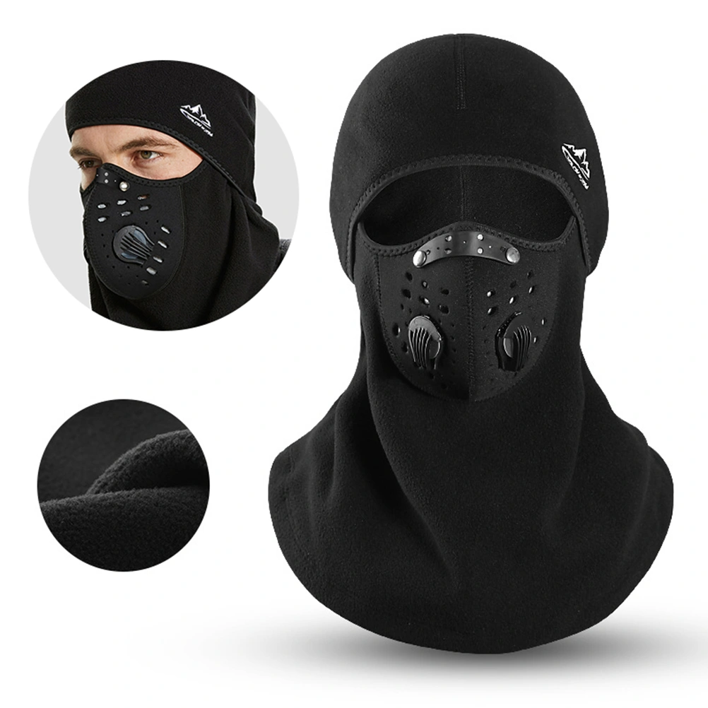 Winter Outdoor Mask Fleece Hood Windproof Breathable Hat for Winter Ski Hunting Motocycle Cycling (Black)