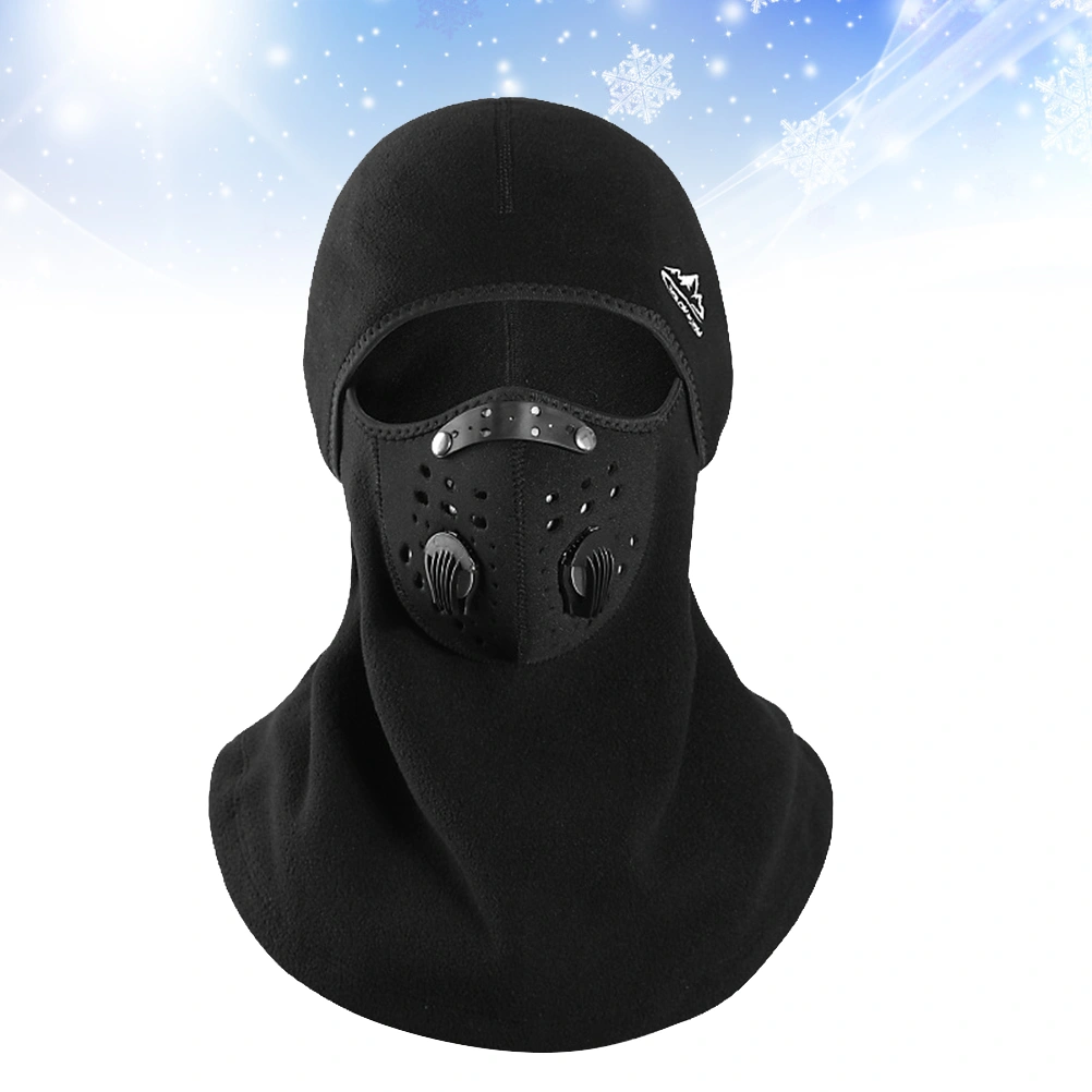 Winter Outdoor Mask Fleece Hood Windproof Breathable Hat for Winter Ski Hunting Motocycle Cycling (Black)