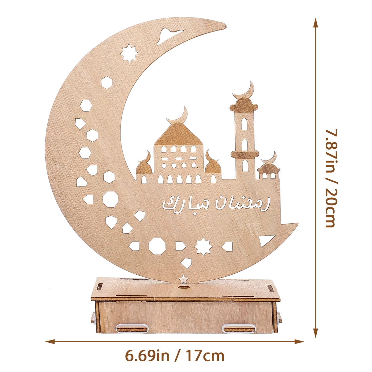 Ramadan Night Light Wood Tabletop Ornament Ramadan Eid Themed Wooden Craft