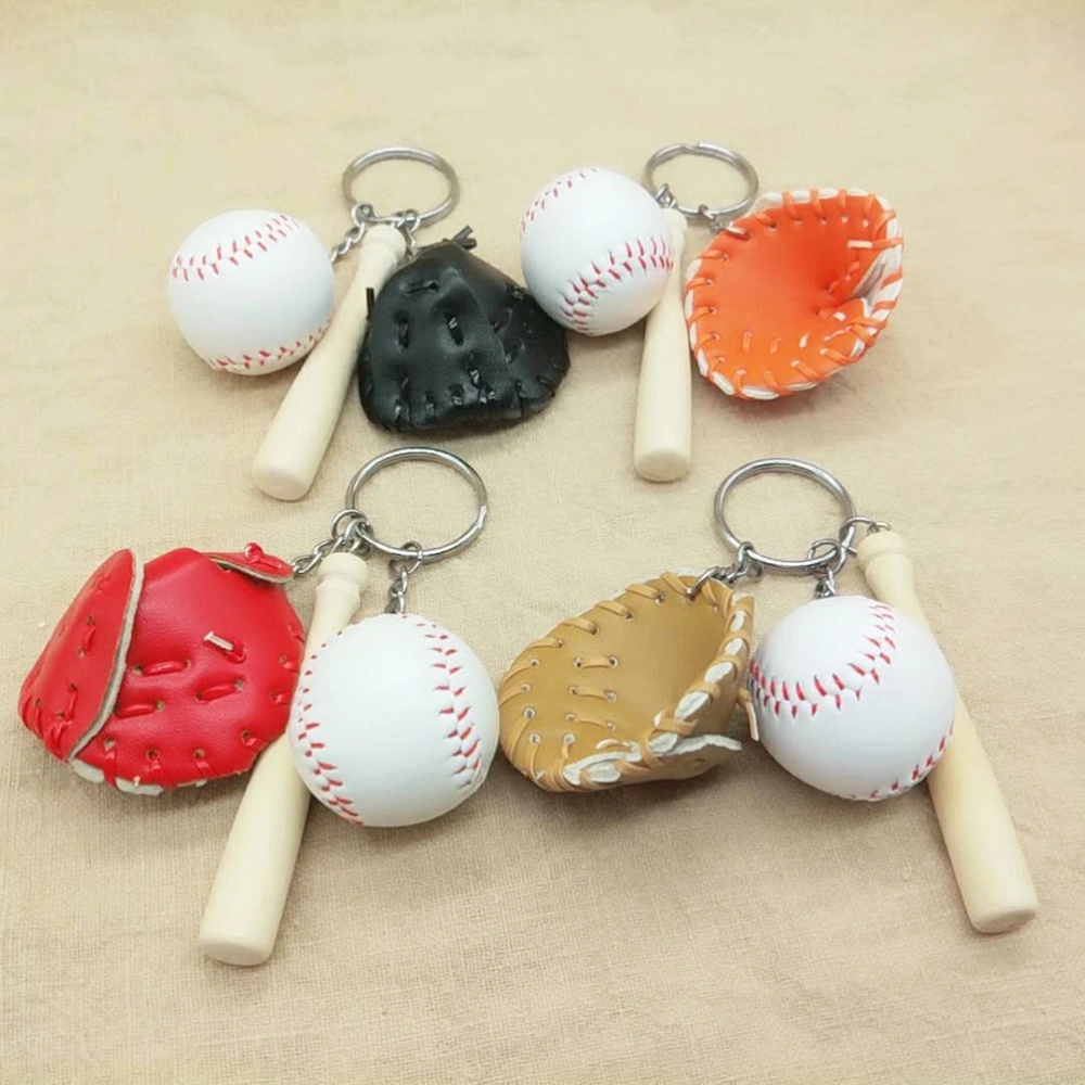 2pcs Keychain Simulated Baseball Bat Pendant Decorative Key Chain Bag Purse Pendant (Khaki)