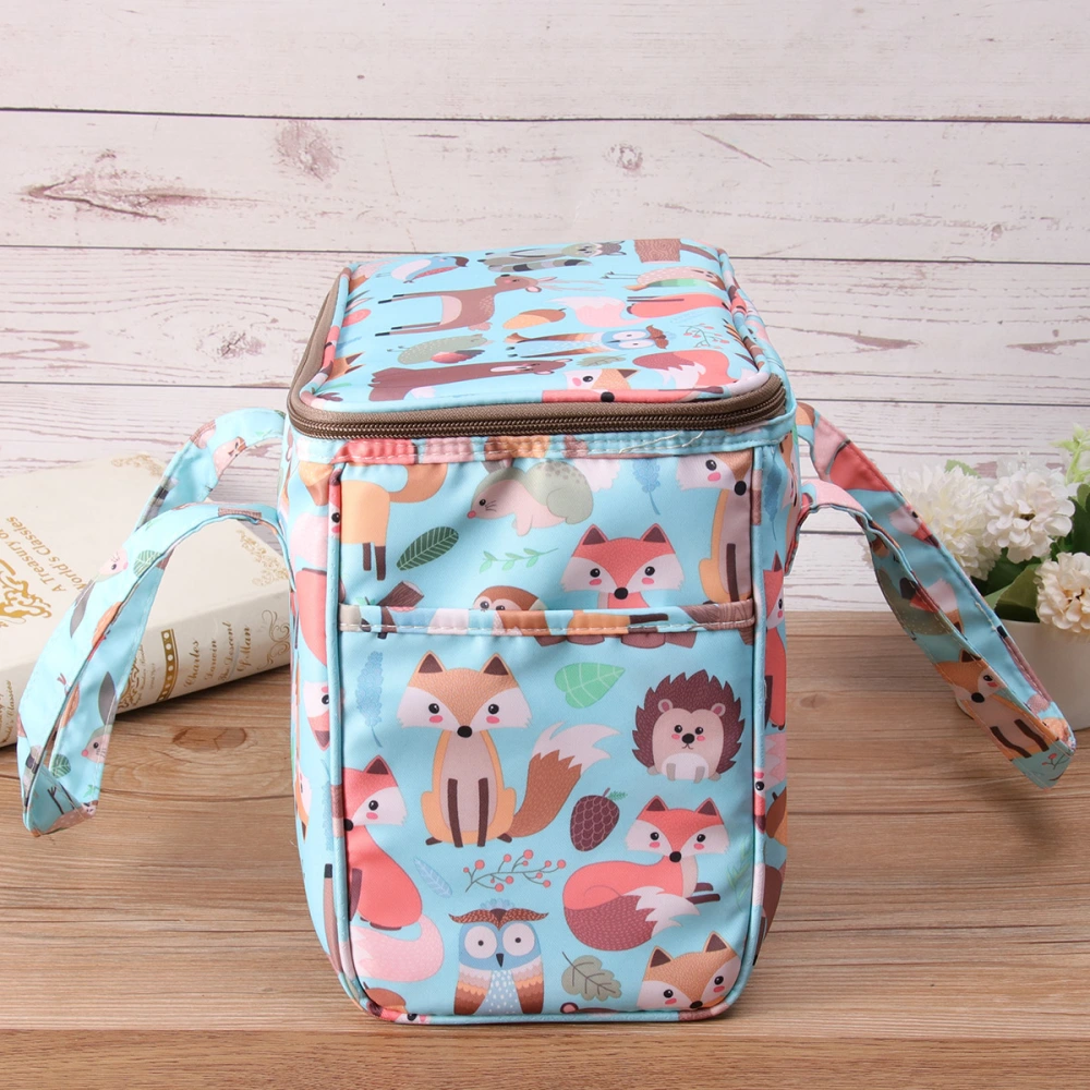 1PC Portable Bento Bag Waterproof Insulation Bag Multipurpose Lunch Bag Tin Container (Blue Zoo)