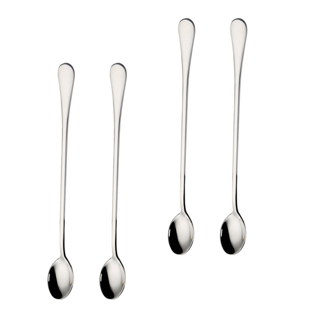 4Pcs Stainless Spoon Household Ladle Ice Scoop Creative Bar Mixing Spoon Silver