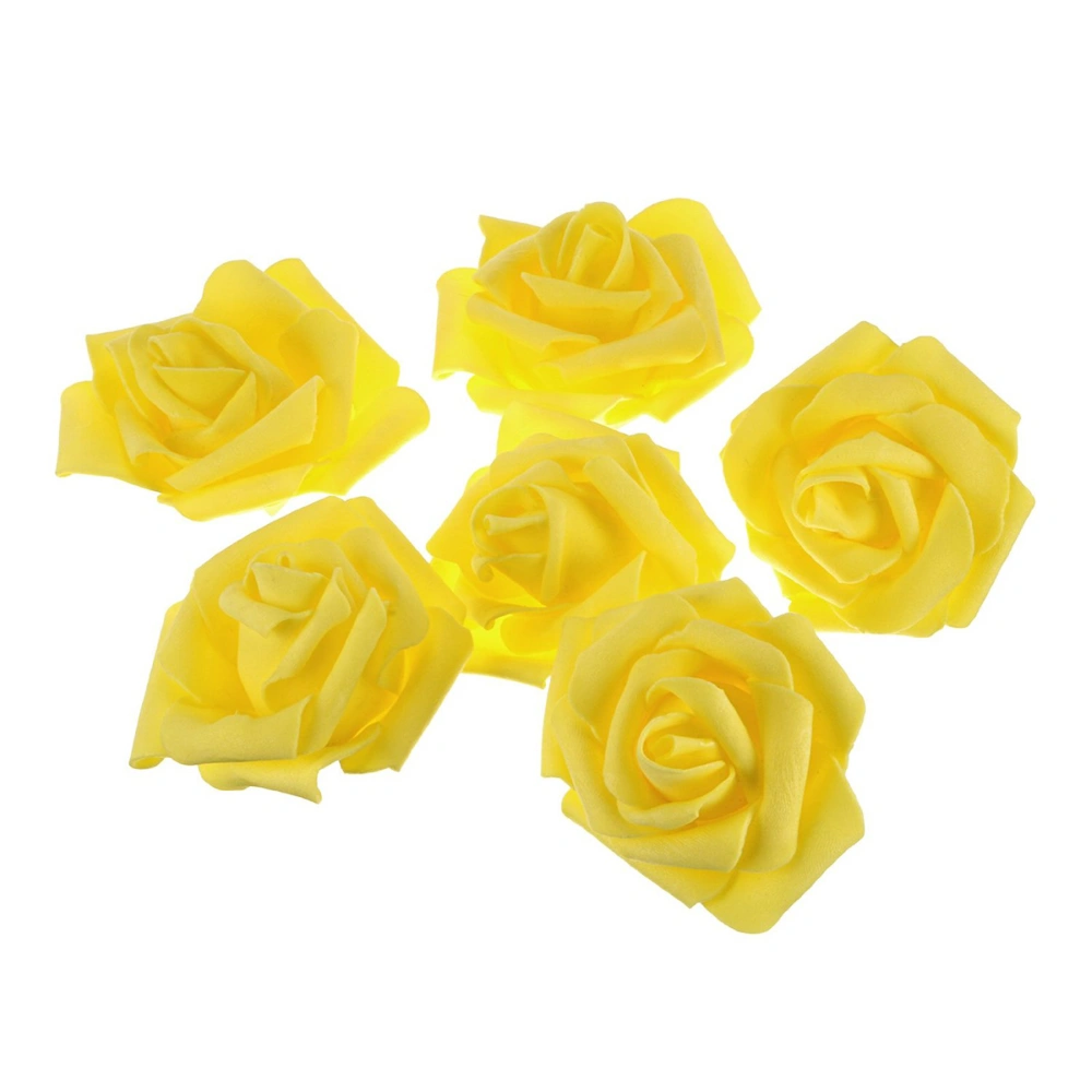 50pcs Artificial Roses Flowers for Home Wedding Decoration Bridal Shower Favor (Yellow)