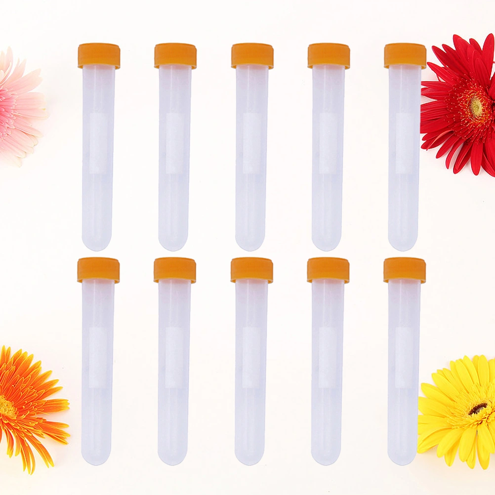 10 Pcs 12x2CM Transparent Plastic Storage Bottles Needles Storage Barrels Tube DIY Beads Clear Containers Needles Organizers with Orange Lid