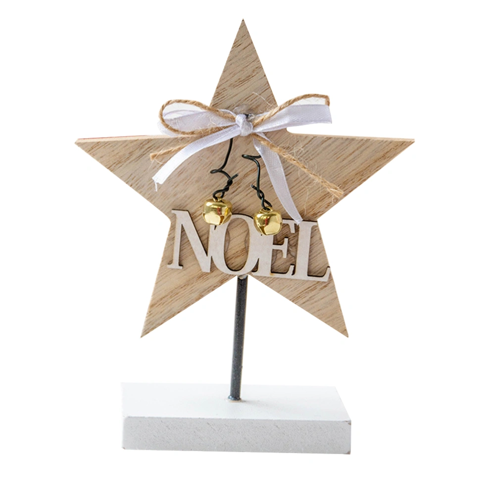 Desktop Wooden Sculpture Christmas Ornament Party Ornament for Home Cafe Shop Restaurant (Star)