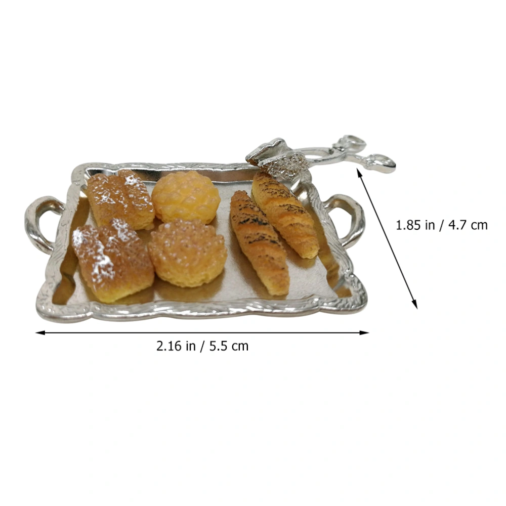 1 Set Simulation Mini Food Model Breads with Tray Decor Doll House Accessories