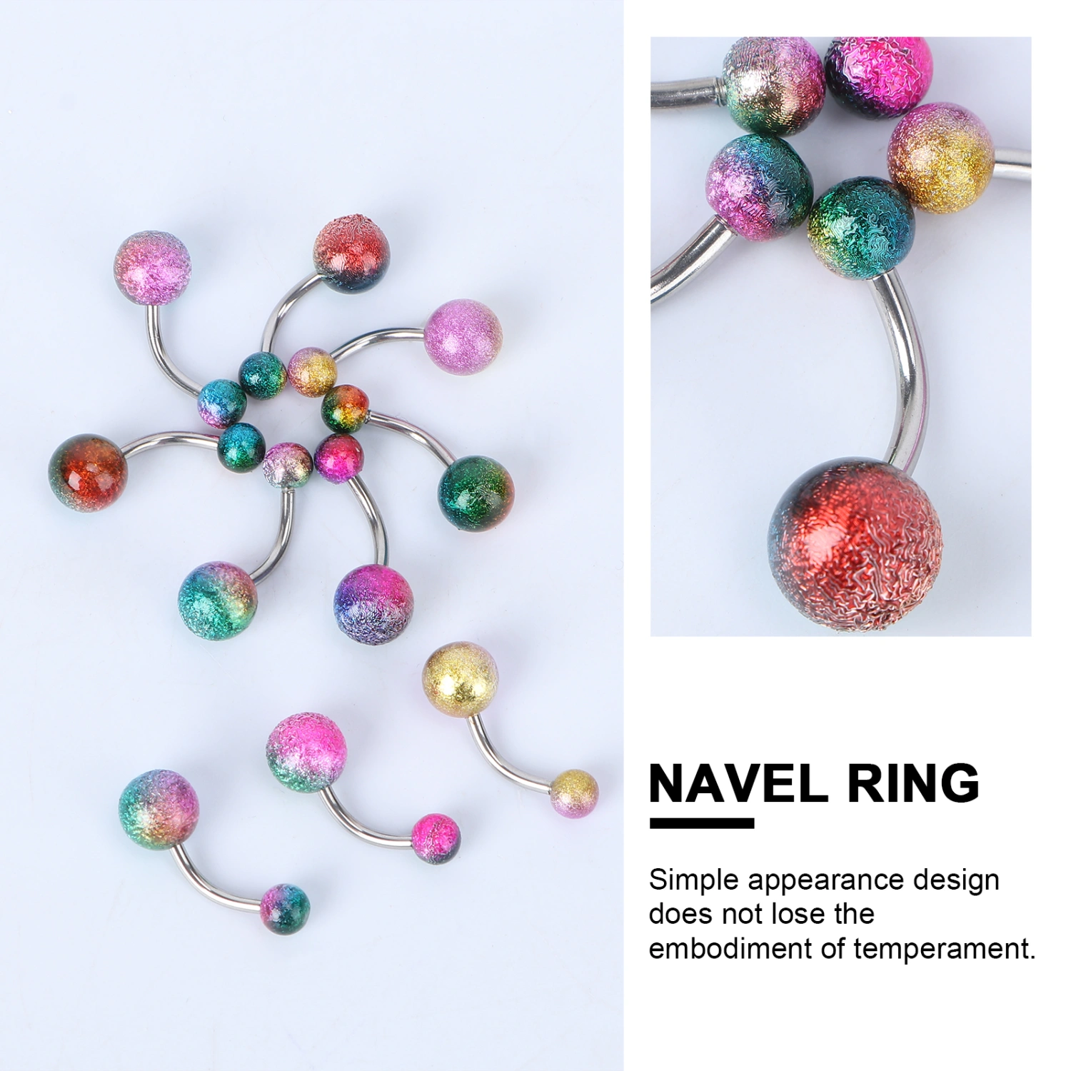 10Pcs Stainless Steel Belly Rings Body Piercings Jewelry Medical Belly Buckles Rings for Girl Women